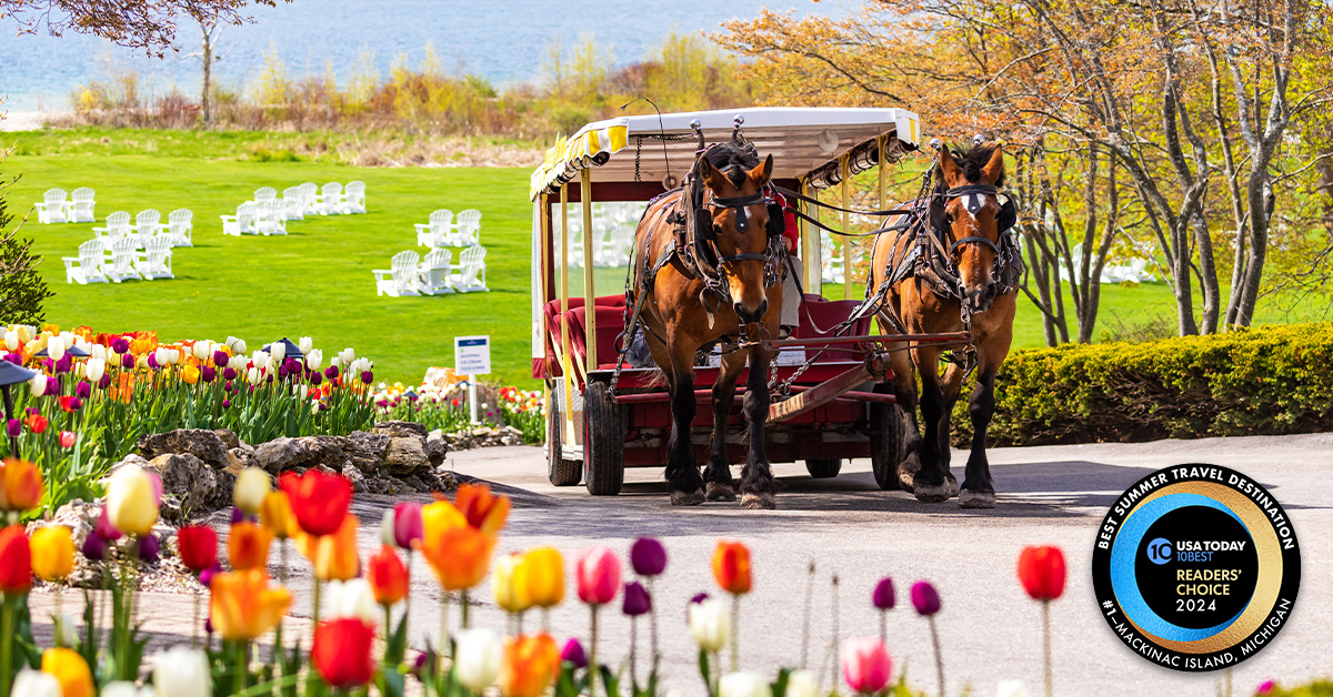 Spring scene on Mackinac Island, USA Today 10 Best Readers' Choice 2024 Award - Best Summer Travel Destination